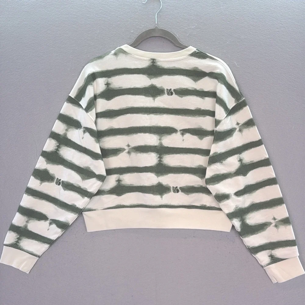 ba&sh Women's Sailor style sweatshirt sete green 100% organic cotton crop top S - Picture 11 of 11